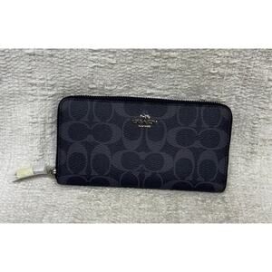 Coach Navy Signature Print Continental Accordion Zip Wallet NWT F91205 #55705